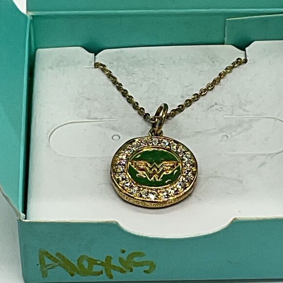 Origami Owl Justice League Wonder Woman Gold and Blue  Emblem Necklace - Picture 3 of 6